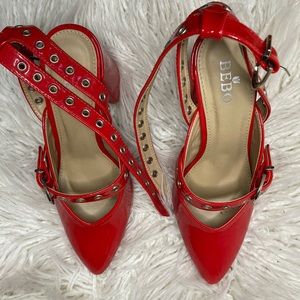 Ruby Red chunky heel